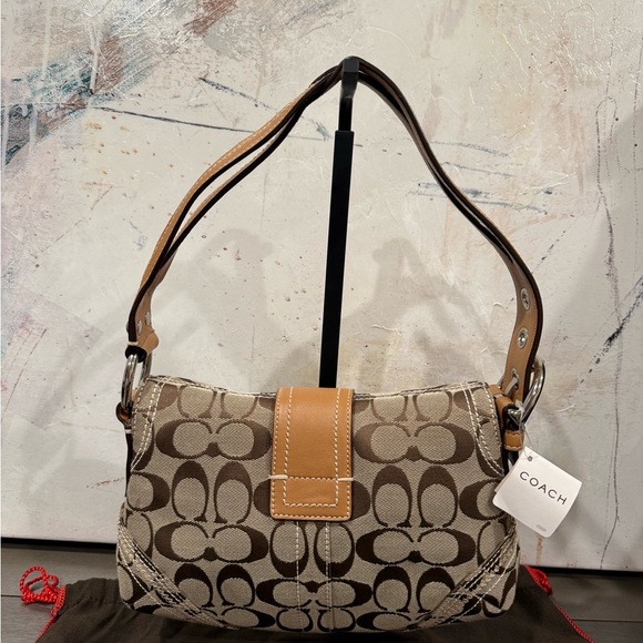 NWT Vintage Coach Soho Signature Flap Shoulder Bag 10602 Rare 2006 Khaki Camel - Picture 4 of 16